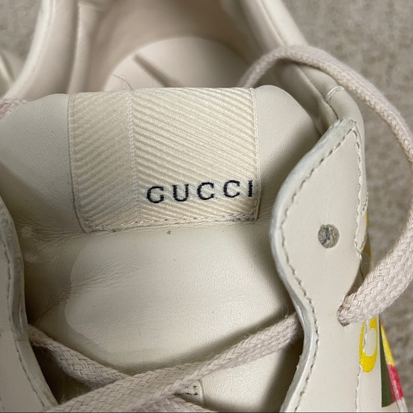 Gucci Men's Rhyton Gucci Logo Leather Sneaker Size 9.5 - Picture 6 of 10